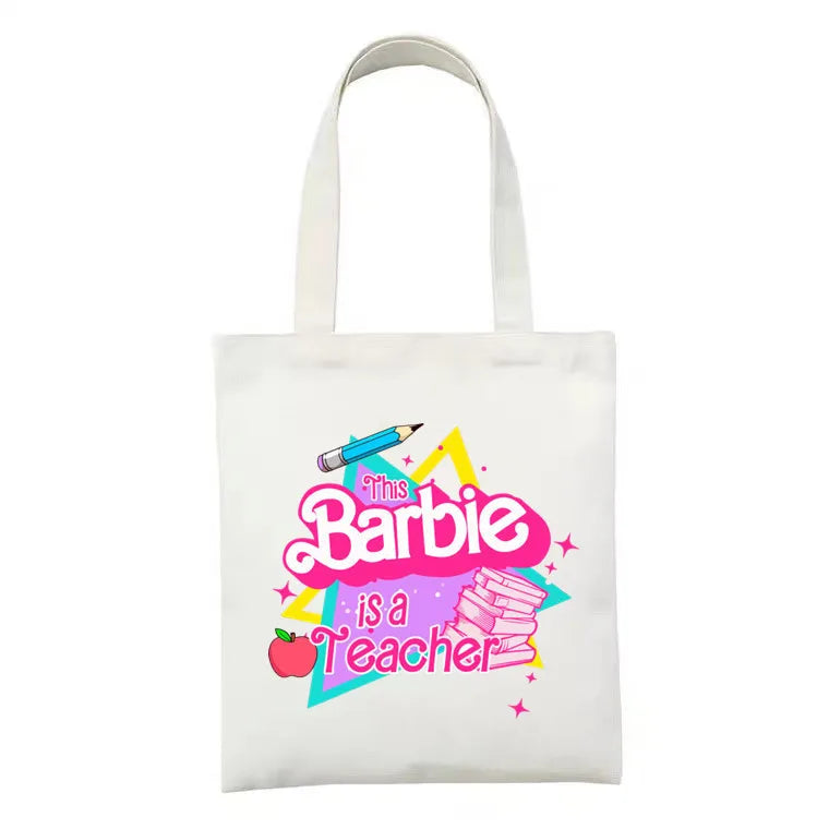 Barbie Retro Fan Printed Canvas Tote Bag