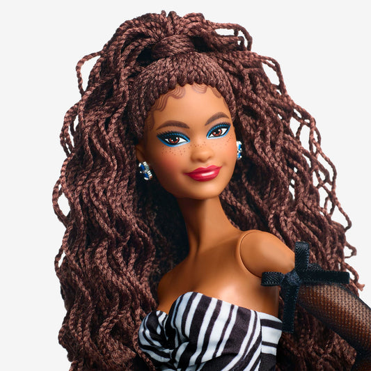 Barbie 65th Anniversary Doll With Brown Hair B & W Gown