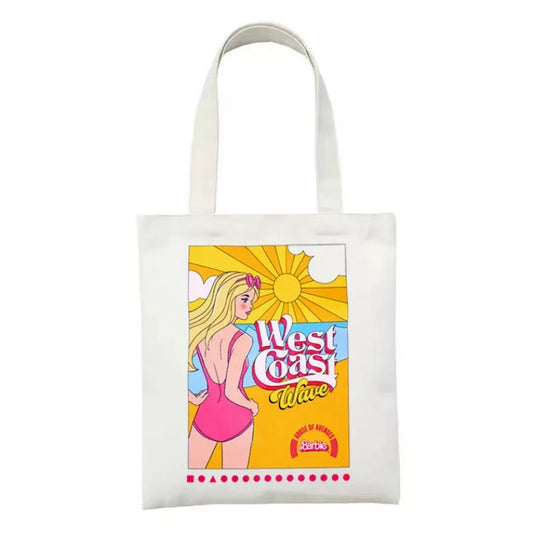 Barbie Retro Fan Printed Canvas Tote Bag